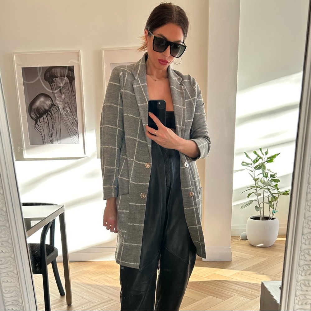 Top Shop Grey & White Ling Line Blazer, Size 8